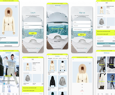 Ecommerce Ski mobile app - UI Design Concept app app design branding design ecommerce interface landing page mobile mobile app mobile design mobile interface mobile ui product design ski splash screen ui ui design uiux ux ux design
