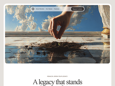 Renalta Legacy LP art branding dreamy illustration landing page minimal painting serif ui ux webdesign website