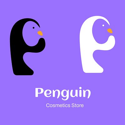 Penguin Cosmetic Logoo cosmetic design girl graphic design logo negativespace logo penguin typography vector