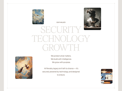 Renalta Legacy art branding illustration landing page minimal painting typography ui ux values webdesign website