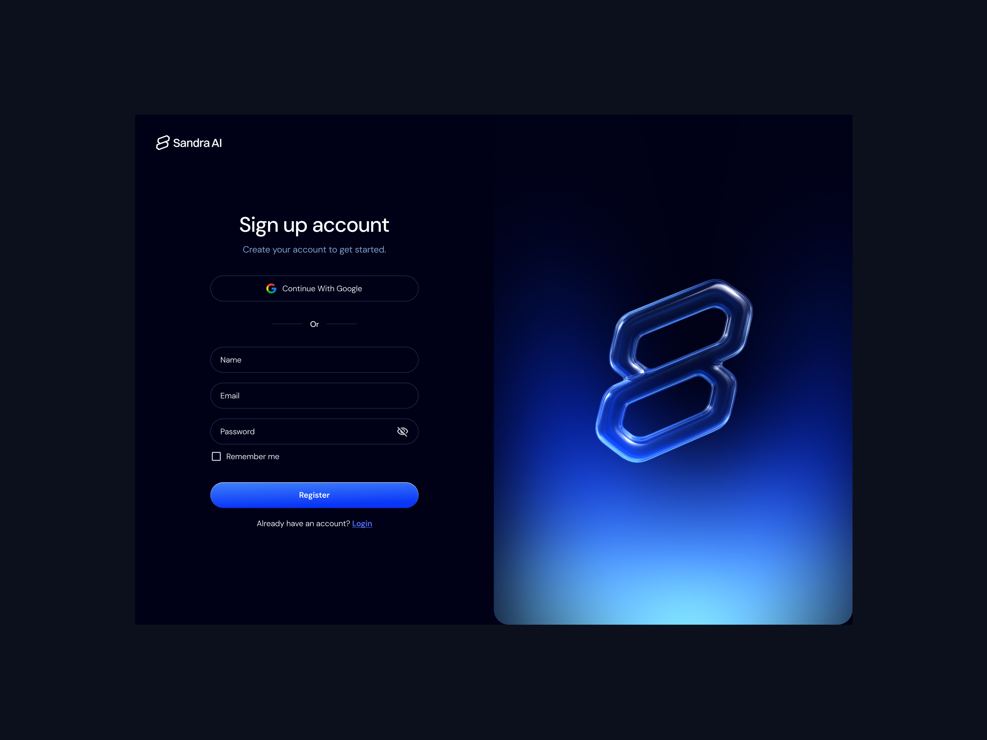 AI — Signup Page ai ai design create account design figma login login page minimal modern registration sign in signup signup design signup page ui ui design uiux