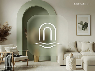 Liquid Glass Interior Design Logo Concept app arch arches architect architecture coastal living d logo glass interior interior design line art linear liquid glass logo luxury minimalist modern home sage water wave