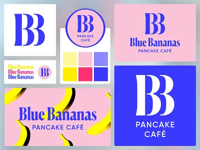 Blue Bananas - Logo Redesign banana bananas blue brand identity design branding cafe creative logo food jeroen van eerden logo logo redesign modern logo design monogram pancake visual identity