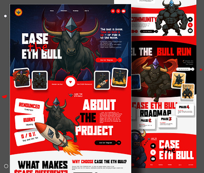 Complete design + development for meme coin project Case the ETH cryptowebsite frontend illustration memecoin memewebsite ui ui design uiux website design