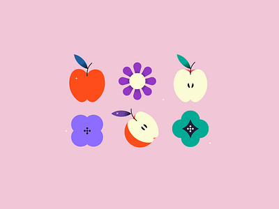 Apples Icon Set 2d apple cherry flowers fruits icon icon set simple summer symbol