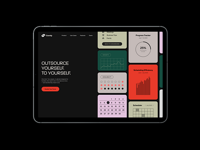 Calendar App Hero Section (2) branding brutalist website cargo collective efficiency framer website graphic design hero section hip style layout pastel colours saas website swiss style website ui web design website concept