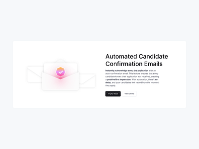 Feature Visuals - Automated Hiring automated mails automation clean ui design design exploration document illustration envelope illustration figma hero image hero section hirex hiring platform illustration modern ui notification bell illustration saas smart tools ui ux web design