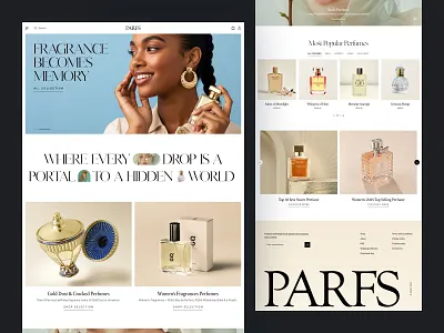 PARFS — Luxury Perfume eCommerce Landing Page UI/UX Design clean ui cosmetic website cosmetics ui ecommerce ecommerce landing page elegant website hero design landing page luxury e commerce luxury perfume luxury ui minimal design perfume brand perfume landing page perfume online store perfume ui perfume website responsive ui ui inspiration uiux design