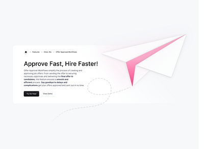 Feature Visuals - Offer Approval Workflows approval flow design design exploration envelope illustration feature design figma hero image hero section hirex illustration modern ui offer management paper plane plane illustration saas send illustration ui ux web design
