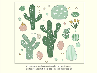 Hand drawn Cactus Clipart Set graphic design printable