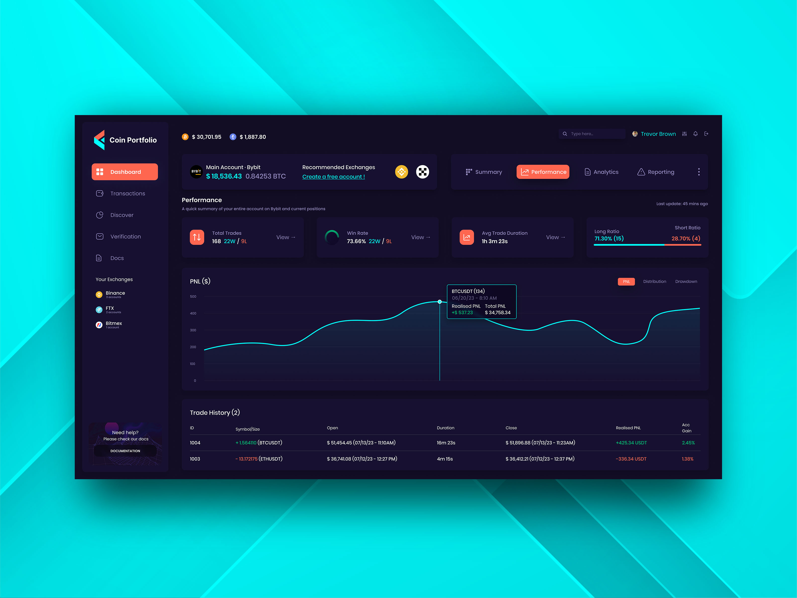 Crypto Portfolio Management Dashboard Template admin ui branding crypto dark dashboard investing portfolio saas template tracker trading ui user panel ux wallet wallet app web app web design web3 website