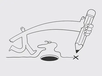 Insightful guide abstract character creative elegant flat graphic design guide hole illustration minimal organic pencil playful simple surreal vector