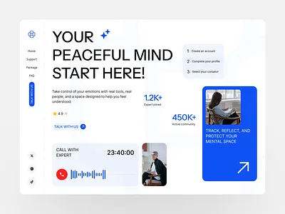 Calmind - Hero Section asymmetric clean design figma grid layout hero hero section landing page medicine mental health minimal ui ui design uiux