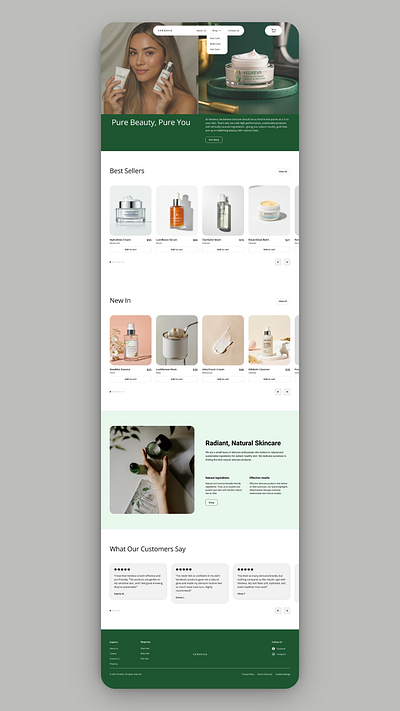 E-commerce Website for Skincare Brand about us add to cart contact us e commerce website landing page product list skincare web design