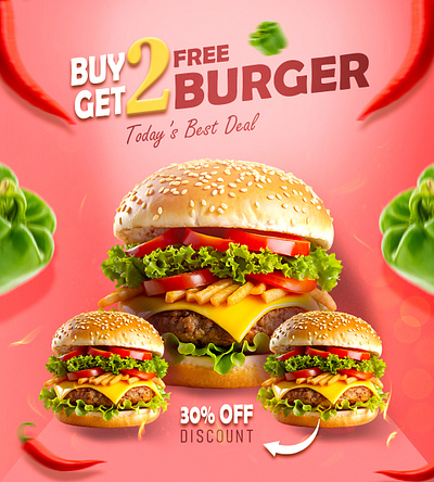 BURGER POST DESIGN adobe illustrator adobe photoshop design foodpostdesign graphic design social media design