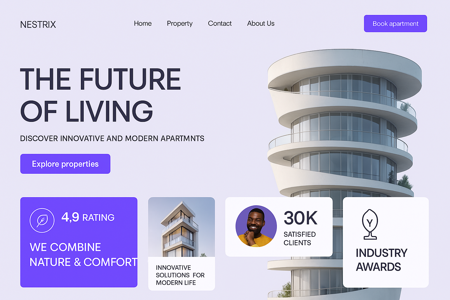 Modern Apartment Living Web UI Design 3d animation branding graphic design logo motion graphics ui