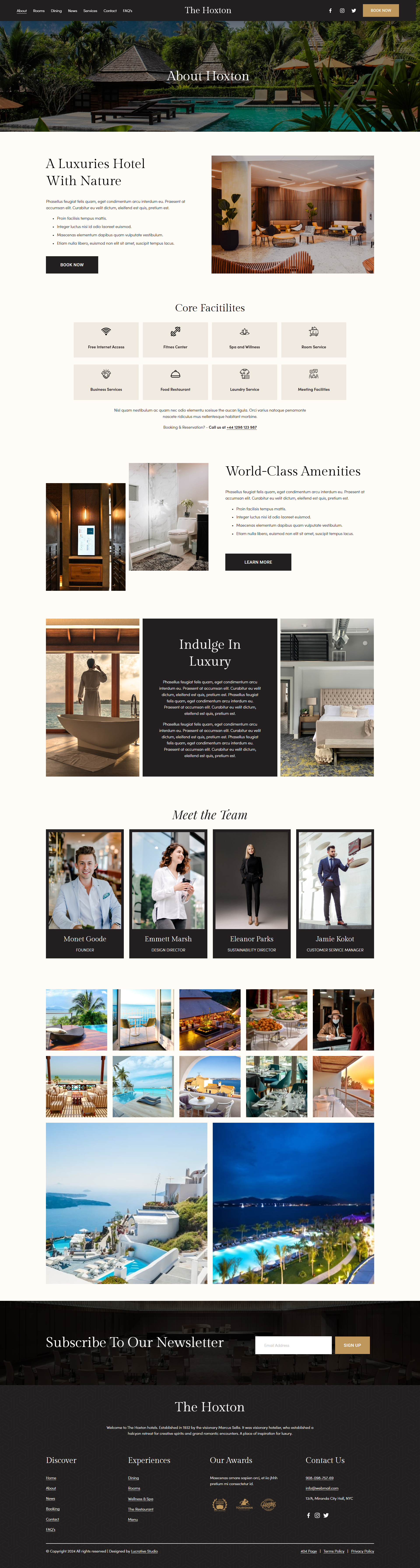 Hotel Website Design graphic design hotel squarespace website