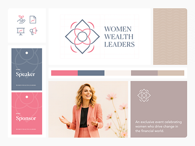 Women Wealth Leaders Branding branding event floral flower identity leader logo natural pink wealth women