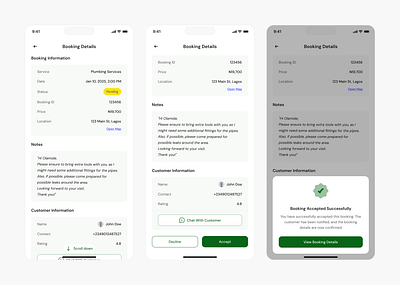 Service Provider Mobile App - Service Booking Flow app design figma menial work mobile app service men service provider ui uiux user experience user interface ux