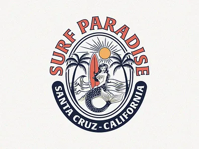 🧜‍♀️ Mermaid artwork that I created for a client last year. artwork branding illustration mermaid print surf surfing t shirt tee typography vintage