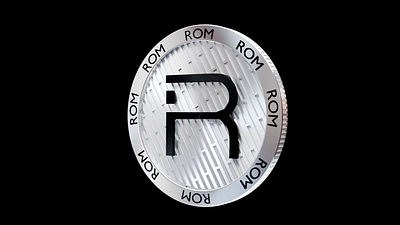 ROM. 3d animation blender coin frames graphic design logo motion graphics silver simple spin ui