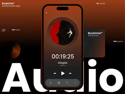 Bookinist audio library app app app design audiobooks books app branding concept design graphic design library app logo redesign swiss design ui ux web design