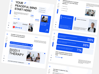 Calmind - Mental Health Landing Page figma health hero section landing landing page medicine mental health section showcase ui design uiux web design website