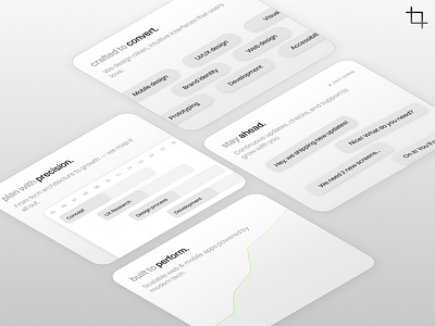 four bento cards - dev agency landing page