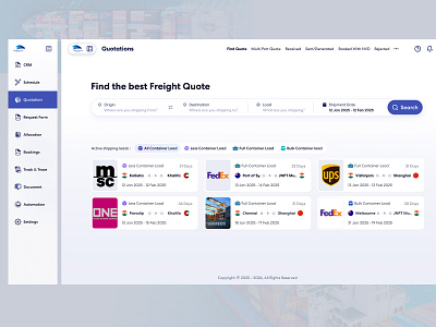 Shipment Booking Made Simple booking branding card dashboard home page navigation shipment booking ui