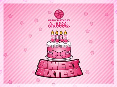 Sweet sixteen Dribbble. adobe illustrator birthday card colorful dribbble graphic design vector