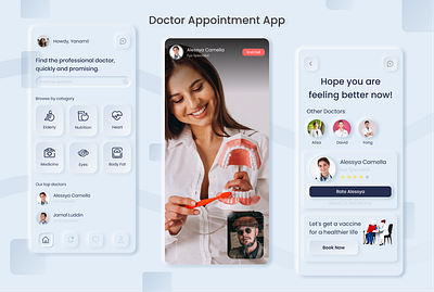 Neumorphic Doctor Appointment App UI U – Telehealth Made Simple appui digitalhealth doctorapp figma figmadesign healthappdesign healthcareux medicalapp mobileui neumorphism patientexperience telemedicine uidesign uiinspiration uxdesign