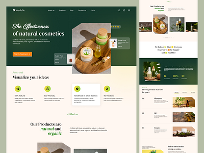 Organic Cosmetics Landing Page 🌿 beauty brand branding cosmetic brand design services ecofriendlydesign green landing page landing page design naturalcosmeticsdesign organicskincarewebsite quick commerce shopify swan design agency ui ui inspiration uiux ux design uxforecommerce website design website development