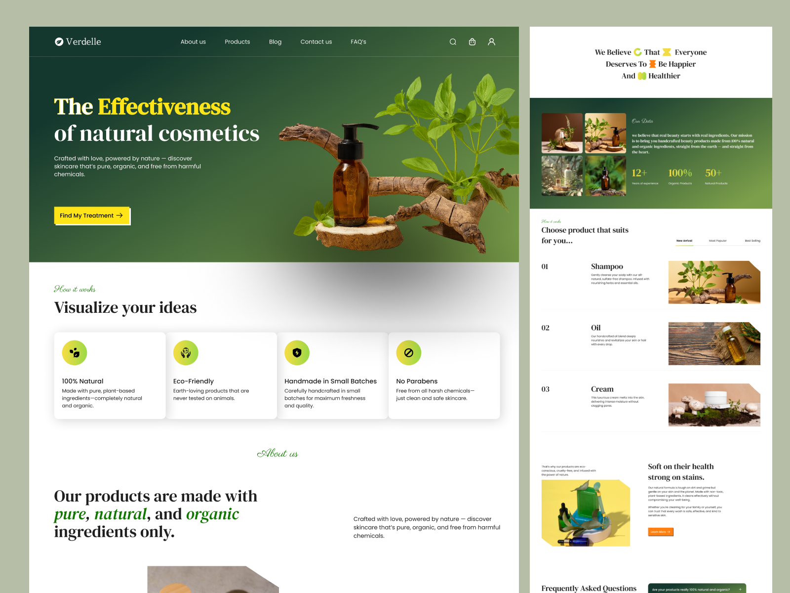 Organic Cosmetics Landing Page 🌿 beauty brand branding cosmetic brand design services ecofriendlydesign green landing page landing page design naturalcosmeticsdesign organicskincarewebsite quick commerce shopify swan design agency ui ui inspiration uiux ux design uxforecommerce website design website development