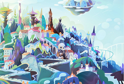 Concept art for the Dream Works show abstract cartoon character city concept conceptart design fantasy illustration series zutto