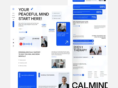 Calmind Landing Page clean design figma landing landing page layout medicine mental health ui design uiux website
