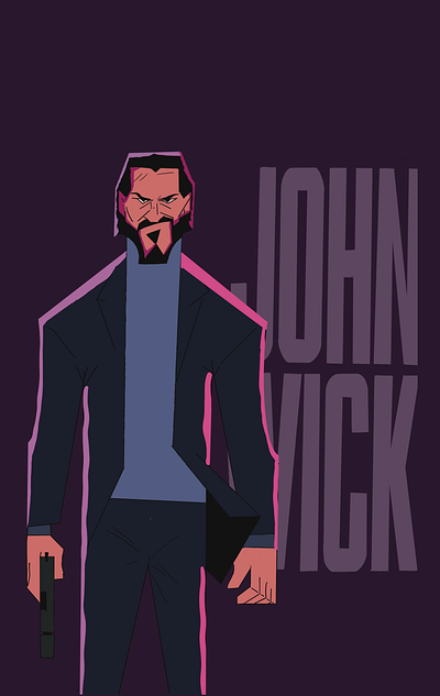 John Wick Illustration (Graphical Novel Style) characterdesig comicbookstyle digitalart dribbble johnwick minimalistart neo noir posterdesign procreateart stylizedillustration vaporwaveaesthetic