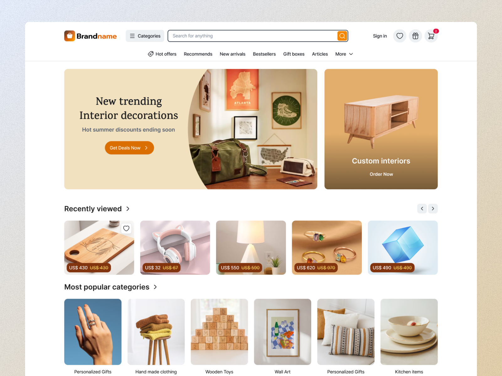 Online store - marketplace e commerce ecommerce etsy furniture home page onlineshop store website