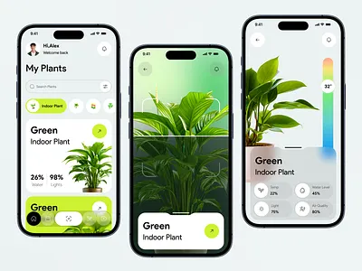 Plant Care App UI ai plant care application ui black chart digital greenery green mobile nature app plant app plant inspiration plant shop plant shop app plants plants app userinterface white