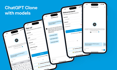 ChatGPT App Clone with Models ai aiapp app design appdesign botapp chat screen chatgpt chattingapp login sign in signup ui uiux user interface userinterface ux