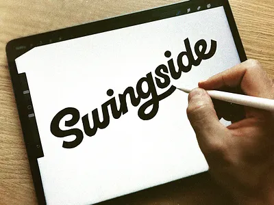 Swingside branding calligraphy custom dance flow handlettering iconic innovation lettering logo moody playful positive process procreate script startup swing type unique