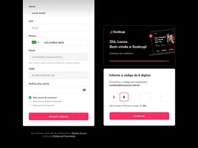 Create Account & Verification Code — Scaleup 2fa 2fa validation authentication create account login minimal sign in sign up ui ui design ux validation verification code
