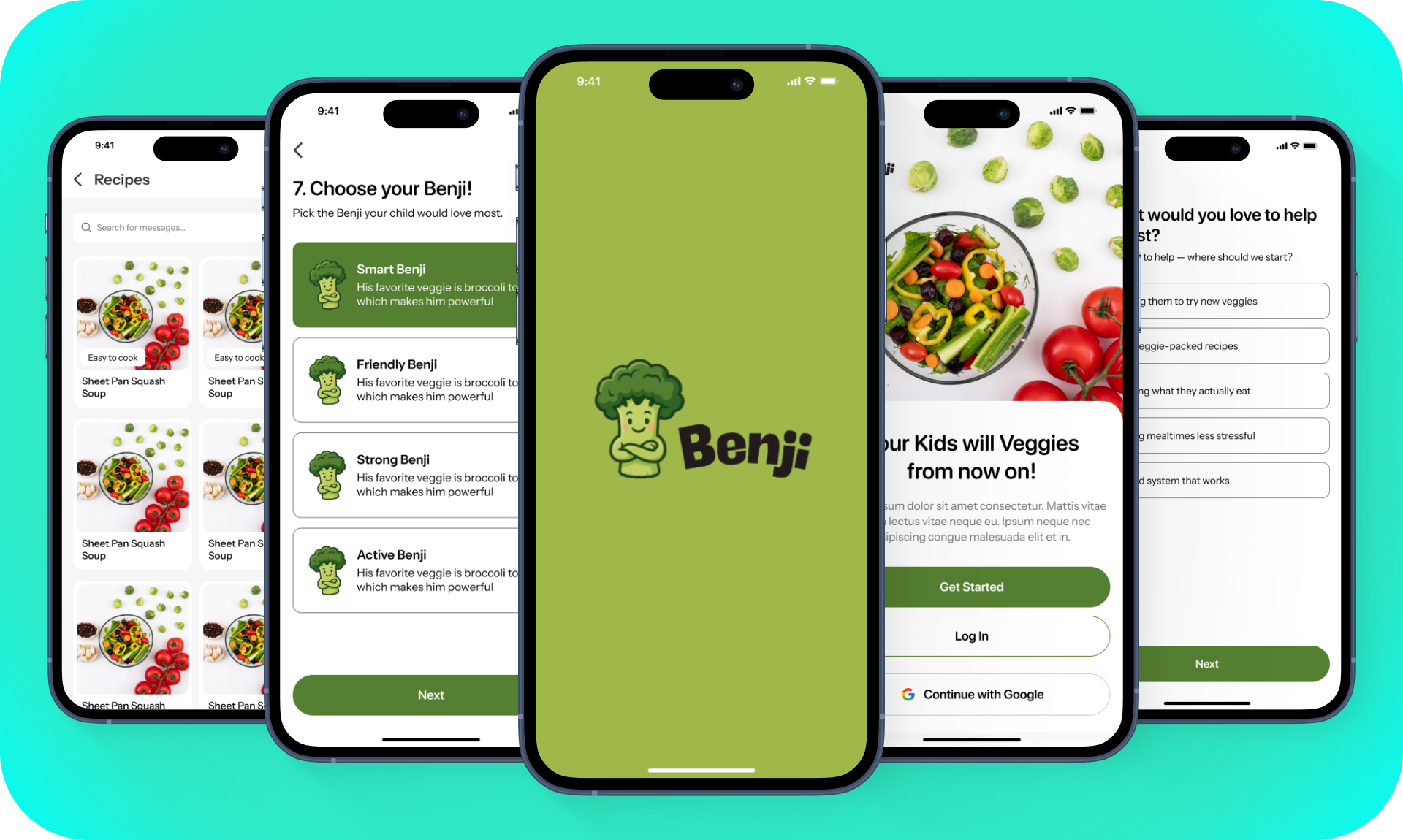 Benji App Design for Kids Meals app design app ui food app food plan kids food plan kids meal planner login meal planner signup splash ui uiux userinterface ux