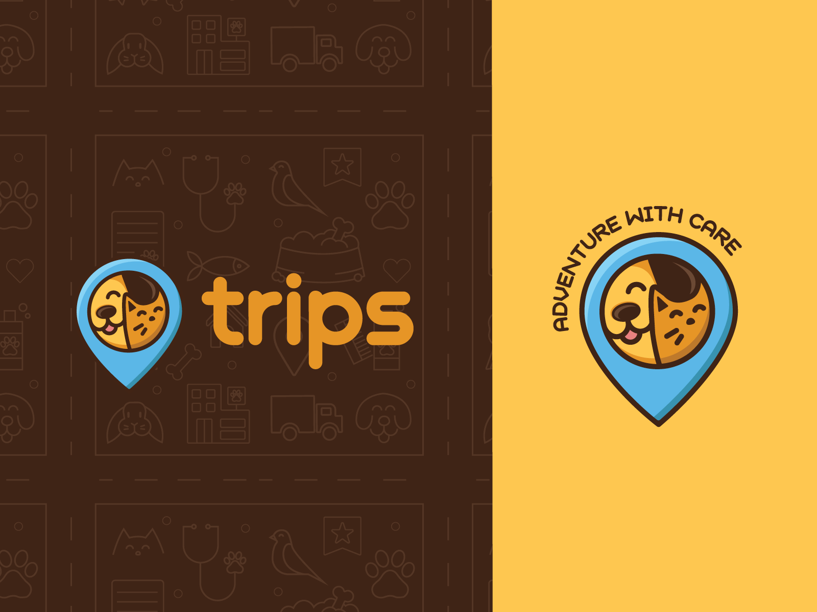 Trips Logo Design animal logo apparel brand branding cat dog graphic design hoodie icon pattern iconography illustration logo logo design pets swag visual identity