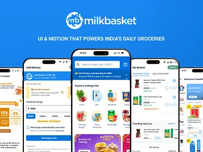 Milkbasket UI Animation Showcase aftereffects animation appanimation branding figma graphic design jitanshu jitanshukumarsaini lottie motion graphics motiondesign uianimation