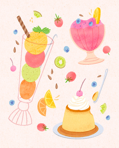 Get Ready for a Hot Summer art artwork cook cream design dessert food fruit illust illustration ipad juicy kiwi photoshop pudding seed sherbet sorbet summer tweetyheather
