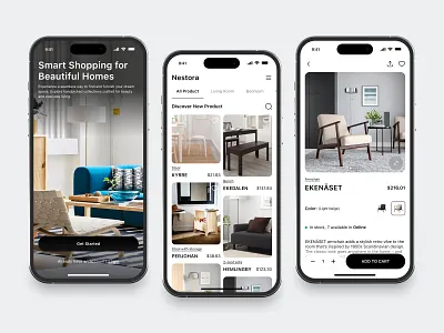 Furniture Store Exploration app architect buy cards clean design fireart home inner list ui ux