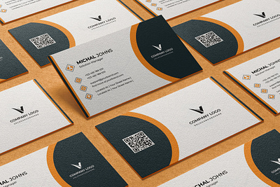 Modern Minimalist Business Card Design with QR Code . branding identity business card design clean business card creative business card croporate identity dark theme card elegant card desigl flyer design freelancer branding graphic design identity design logo and business card minimal business card modern business card print ready card professional business card qr code business card textured card design ui visiting card design