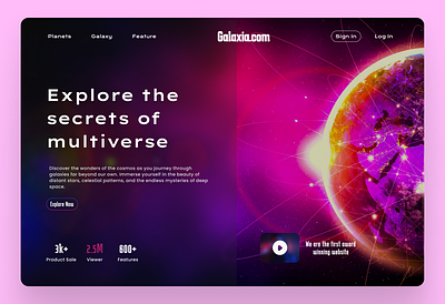 Space-Themed App Landing Page 3d 3ddesign ardesign augmentedreality creativetechnology digitalexperience digitalinnovation futuristicui immersiveexperience interactivedesign moderndesign nextgenui techui ui uianimation uidesign uxdesign virtualworld visualstorytelling