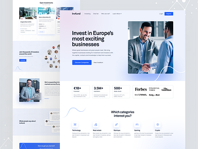 Investment platform website design angel investment campaign crowdfunding fintech platform fundrising home page investments landing page non pro venture capital website design