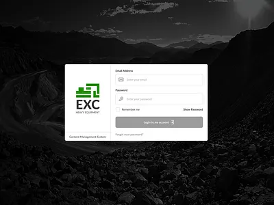 Simple CMS Login Page Design Concept For Quarry Heavy Equipment desktop ui filled heavy equipment login login page quarry ui design uiux